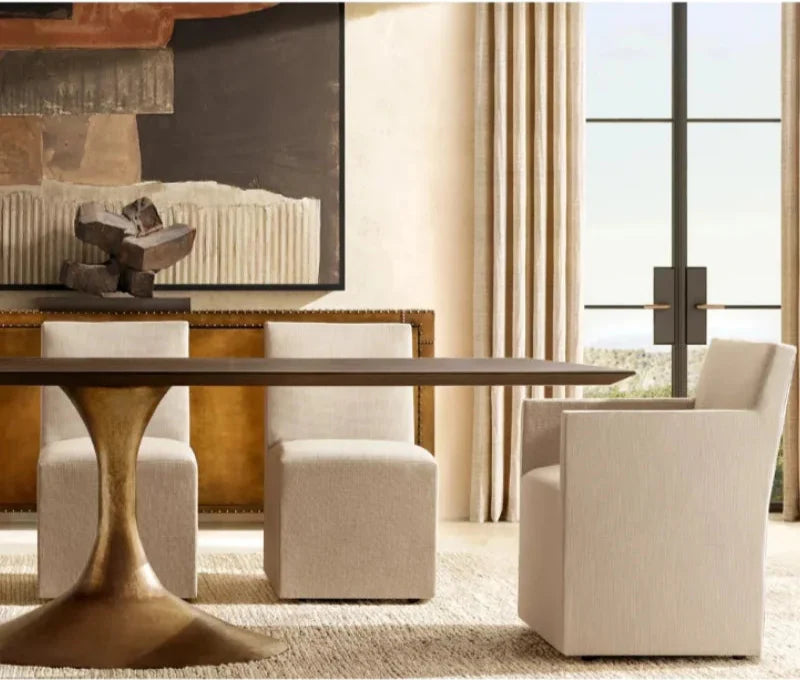 Luxurious American Solid Wood Round Dining Table - Custom Villa Hotel Furniture