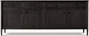 Luxury Unique Modern Solid Oak Wood Handcrafted 4-Door Sideboard Cabinet