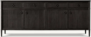 Luxury Unique Modern Solid Oak Wood Handcrafted 4-Door Sideboard Cabinet