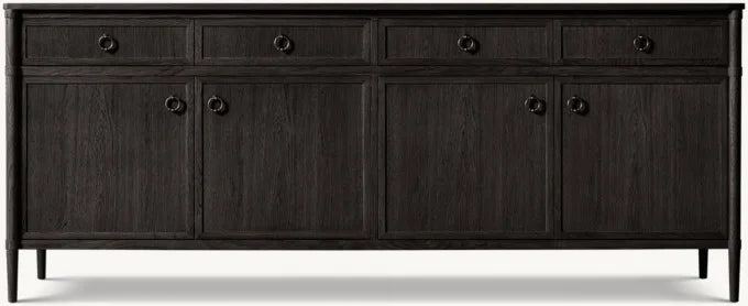 Luxury Unique Modern Solid Oak Wood Handcrafted 4-Door Sideboard Cabinet