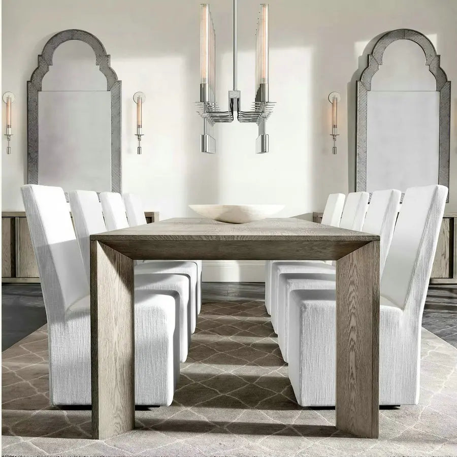 Modern Extendable Rectangular Wooden Dining Table for 8 Guests