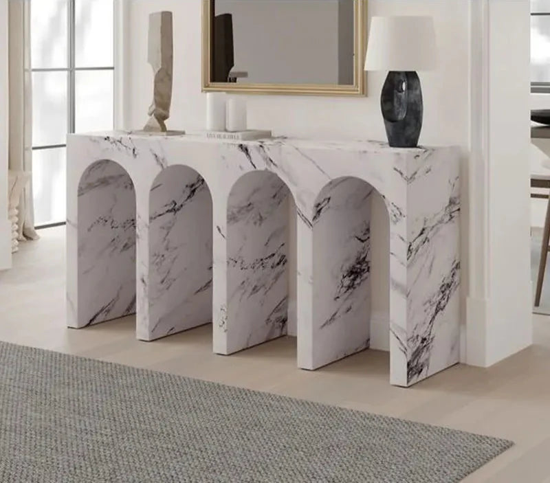 Elegant Arch Design Calacatta Viola Marble Console Table for Modern Living Rooms