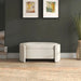 Elegant White Boucle Storage Bench Wooden Upholstered Living Room Foot Stool