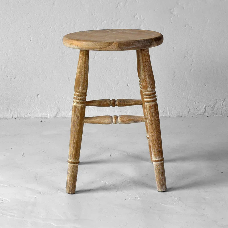 Sturdy Solid Oak Wood Bar Stool for Restaurant Coffee Shop Dining Antique Style