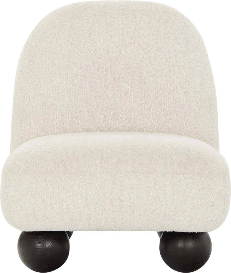 Plush Boucle Fabric Accent Chair, Modern Oak Frame Living Room Seating