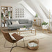 Modern Solid Oak Wood Glass Top Coffee Table for Contemporary Living Room