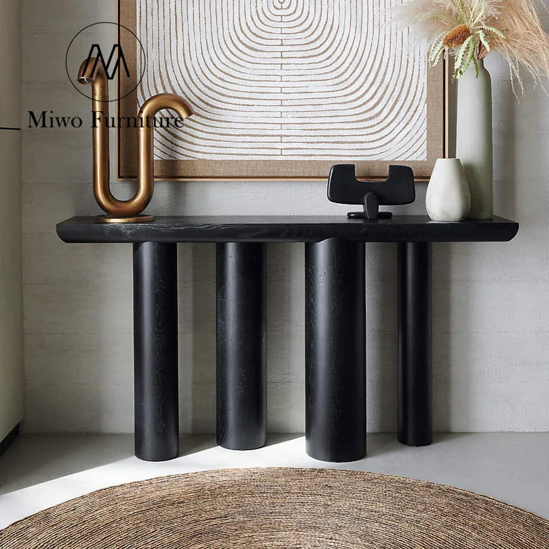Luxury Modern Solid Wood Narrow Rectangle Entrance Hallway Console Table