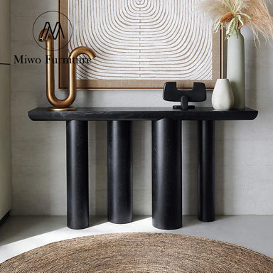 Luxury Modern Solid Wood Narrow Rectangle Entrance Hallway Console Table