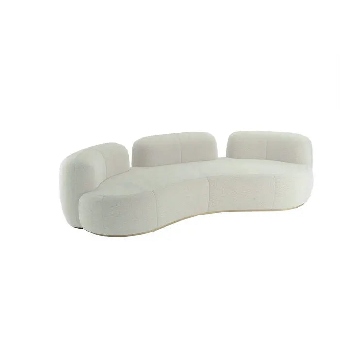 Modern Velvet Curved Sofa Living Room Furniture, Luxury Three-Seat Designer Couch