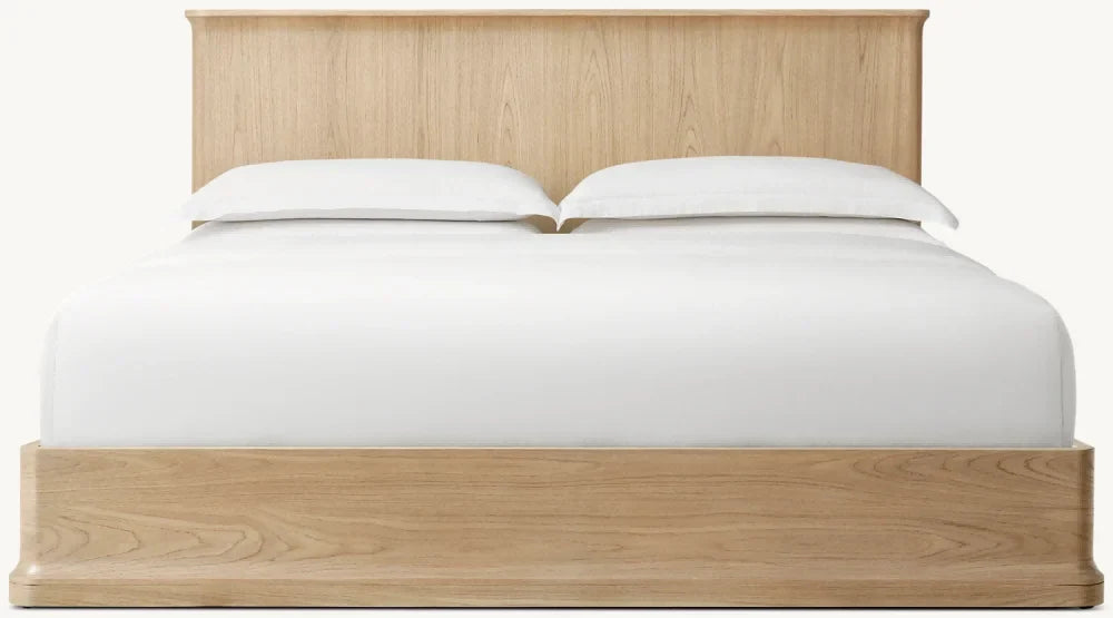 Luxury Modern American Style Solid Wood Platform Panel Bed for Bedrooms