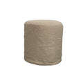 Elegant Natural Linen Upholstered Round Ottoman Accent Foot Stool Pouf