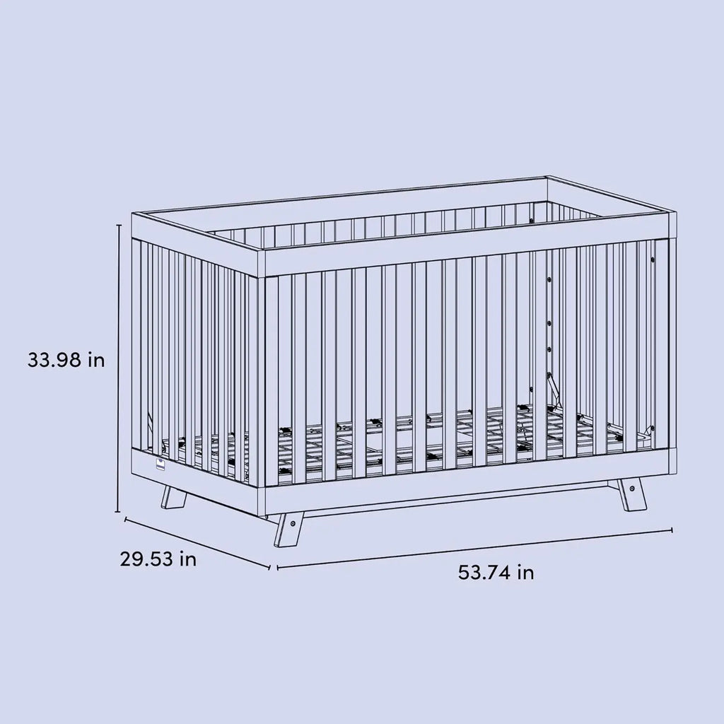 Convertible Natural White Slats Baby Crib Toddler Bed Daybed with Mattress
