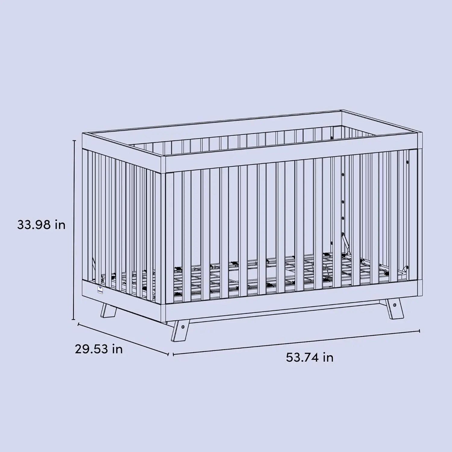 Convertible Natural White Slats Baby Crib Toddler Bed Daybed with Mattress