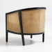 Elegant Black Cane Accent Chair with Plush Ivory Cushion - Modern French Style
