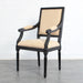 Classic Linen Upholstered Wooden Dining Chair with Armrests for Hotel & Home