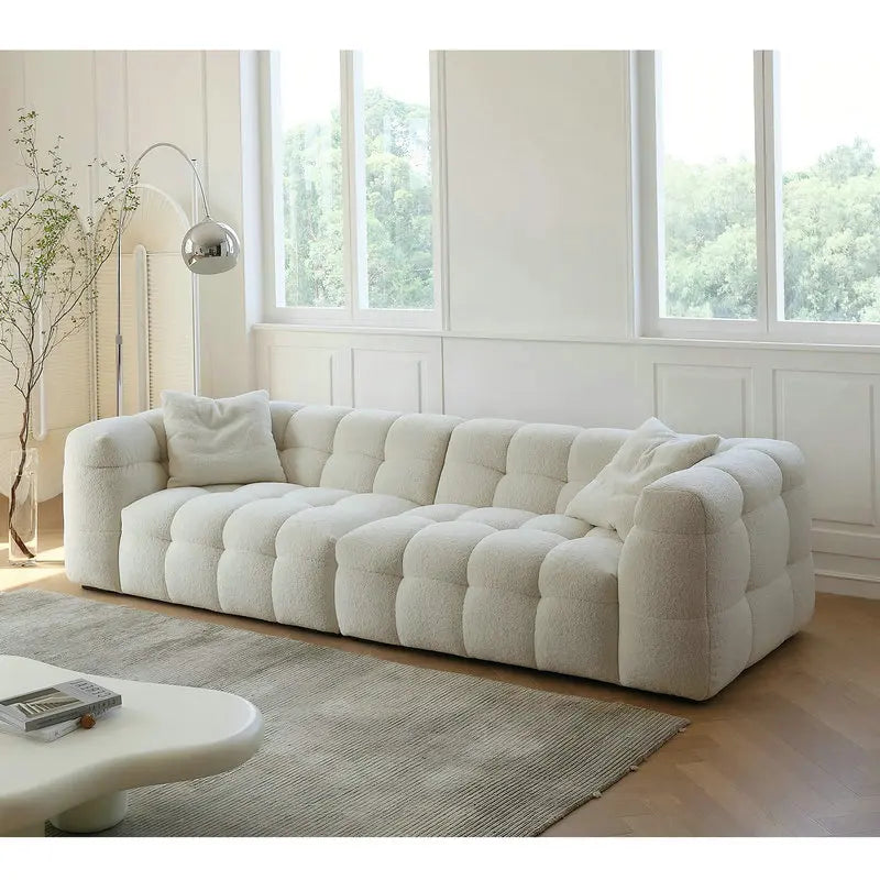 Plush Modern French Scandinavian Boucle Modular Sectional Living Room Sofa