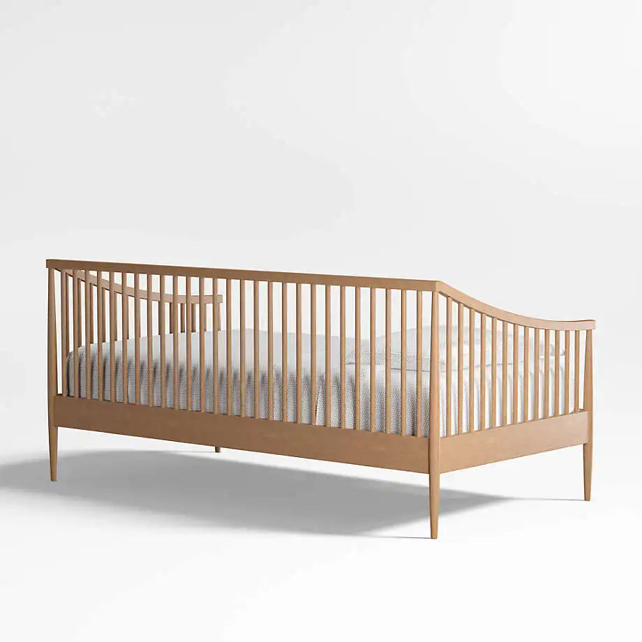 Charming Solid Oak Spindle Daybed with Trundle for Kids & Guest Rooms