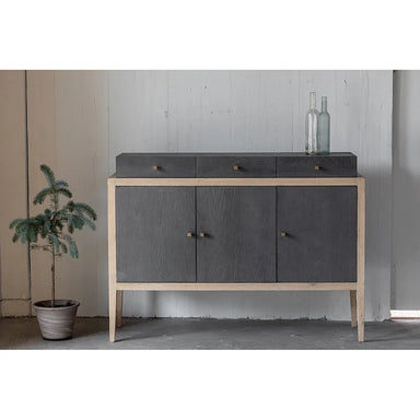 Elegant Scandinavian Solid Oak Sideboard: Minimalist 3-Door Living Room Storage Cabinet