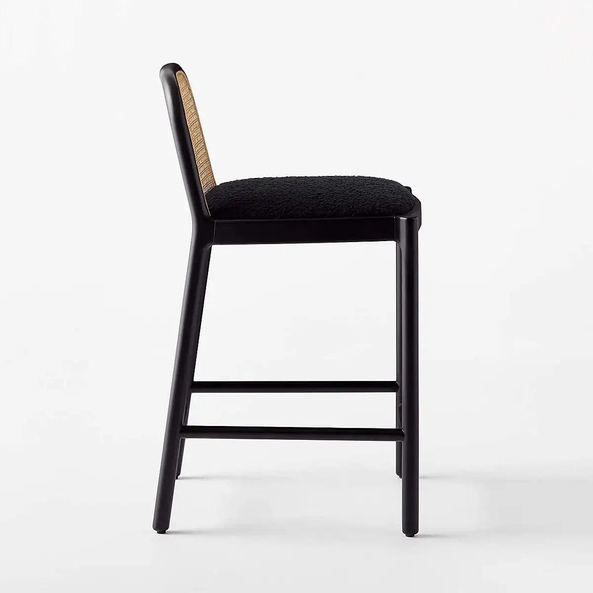 Modern Wooden Cane Rattan Bar Stool - Stylish Kitchen Counter Chair