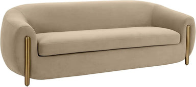 Luxurious Brown Velvet Sofa, Modern Upholstery Design, Comfortable Living Room Couch