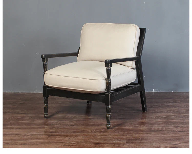 Elegant Black Suede Upholstered Accent Armchair with Solid Oak Wood Frame
