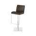 Luxury Modern Swivel Black Faux Leather Adjustable High Back Bar Stool