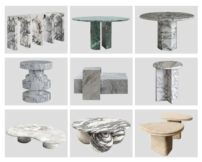 Exquisite Arabescato White Marble Round Dining Table, Natural Stone, Modern Design