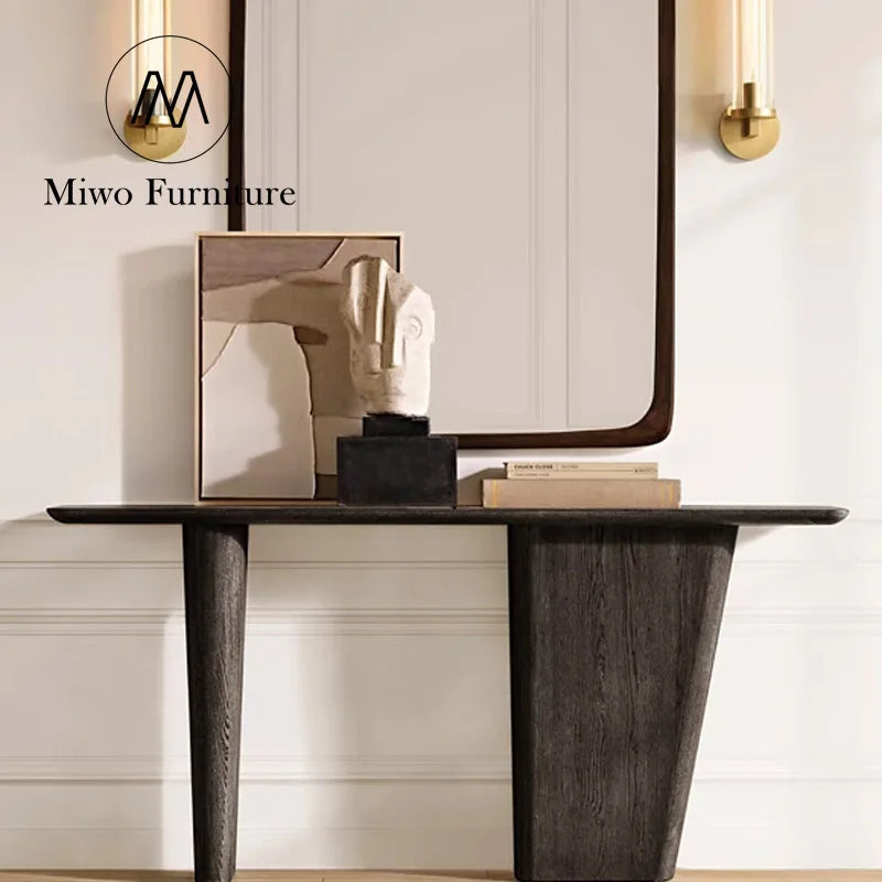 French Modern Vintage Solid Wood Entrance Villa Porch Console Table