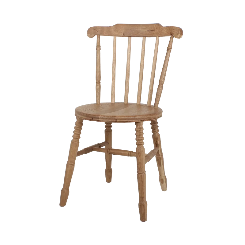 Charming Antique Oak Farmhouse Dining Chair - Slat Back Spindle Cottage Style