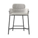 Modern Boucle Velvet Upholstered High Bar Stool with Armrest - Counter Height Chair