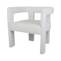 Elegant White Boucle Upholstered Dining Armchair: Modern Low Back Accent Chair