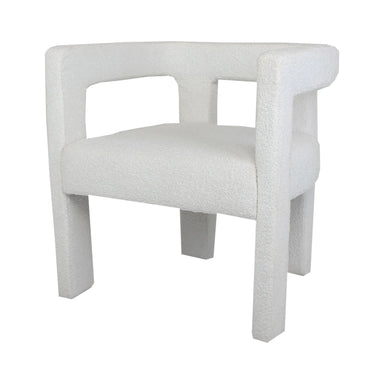 Elegant White Boucle Upholstered Dining Armchair: Modern Low Back Accent Chair