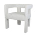 Elegant White Boucle Upholstered Dining Armchair: Modern Low Back Accent Chair