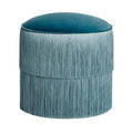 High-End Velvet Round Ottoman Fringed Foot Stool Tassels Living Room