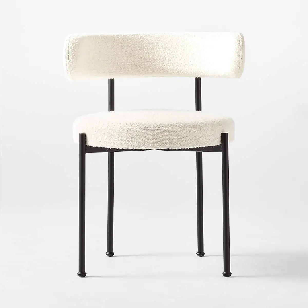 Elegant Ivory Boucle Dining Chair - Modern Metal Frame, Comfortable Chic Design