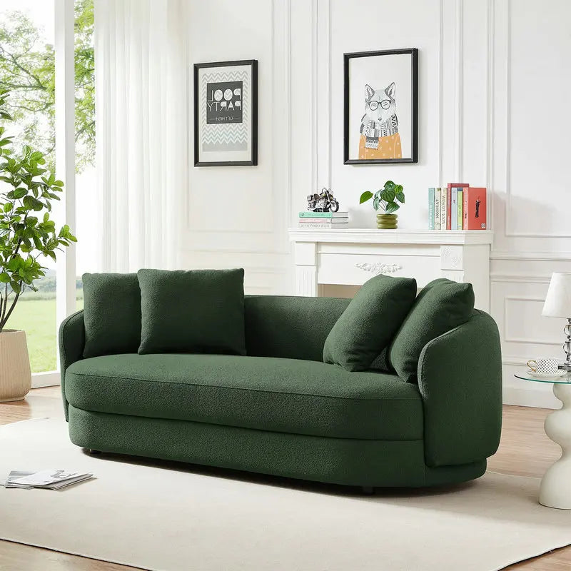 Luxurious White Boucle Curved 3-Seater Cloud Living Room Sofa