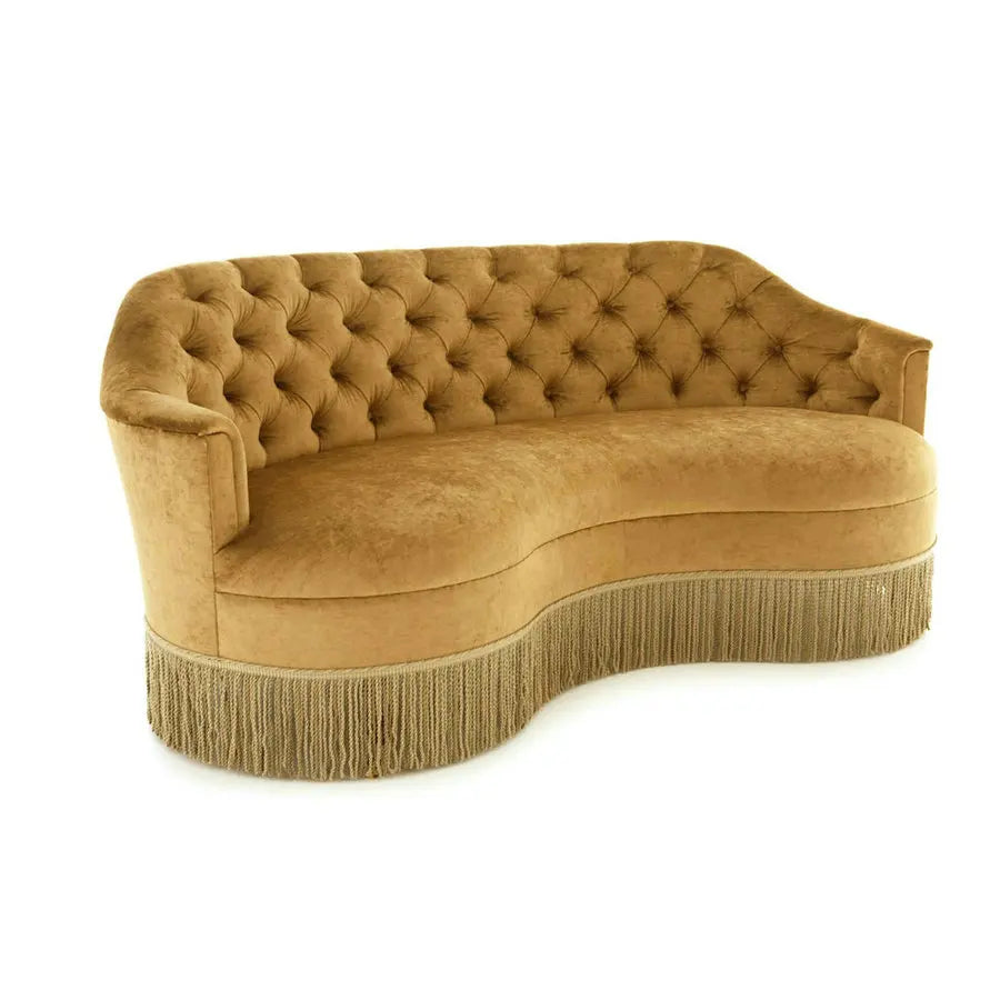 Retro Velvet Fringed Buttoned PU Leather Elegant Living Room Sofa Set