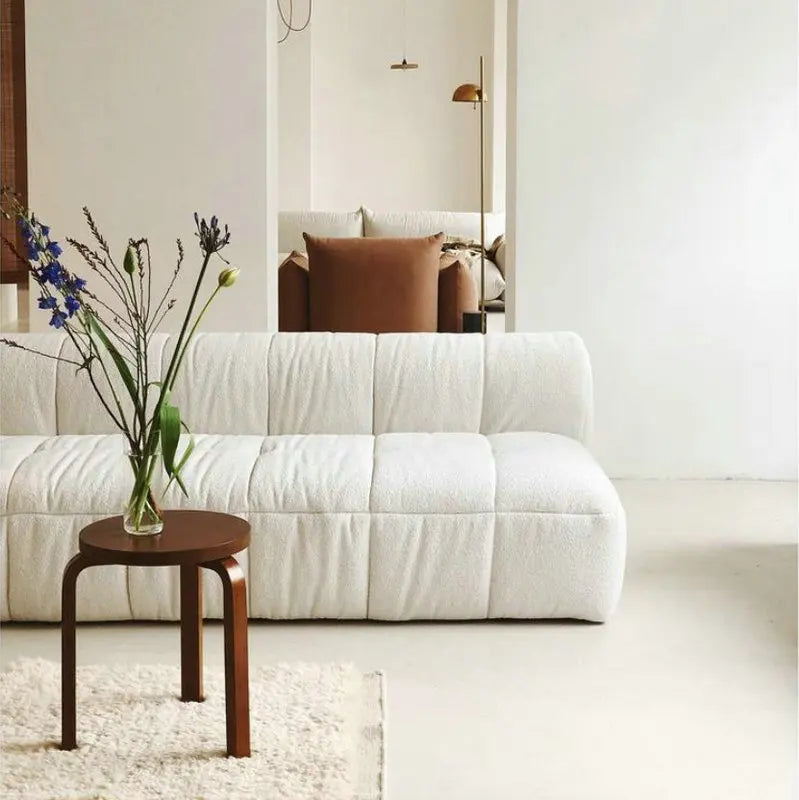 Modern Velvet Tufted Sectional Modular Feather Down I-Shape Sofa Set