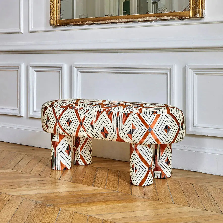 Velvet Upholstered Modern Aesthetic Long Bench Ottoman Stool for Elegant Spaces