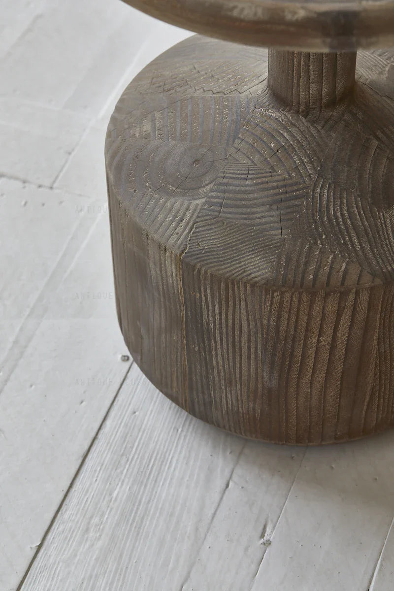 Nordic Geometric White Pine Wood End Table and Coffee Stool for Living Room