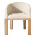 Elegant Linen Barrelback Dining Armchair - French Contemporary Solid Oak Wood
