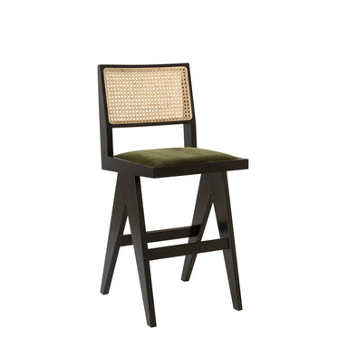 Stylish Modern Oak Wood Rattan Back Armless Counter Bar Stool