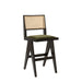 Stylish Modern Oak Wood Rattan Back Armless Counter Bar Stool