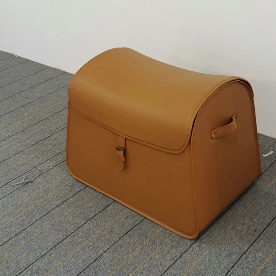 Luxury Italian Nuno Saddle Leather Storage Ottoman Bench for Living Room