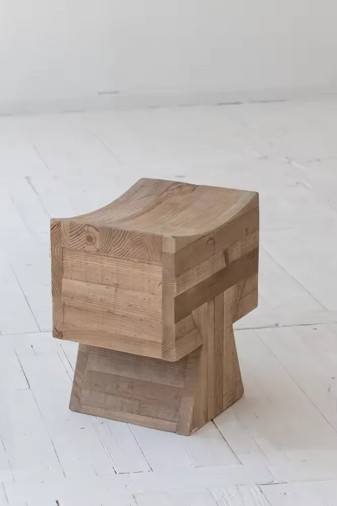 Classic White Pine Solid Wood Stool: Versatile Side Table & Ottoman