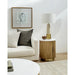 Elegant Round Fluted Oak Wood End Table with Marbled Top and Metal Base