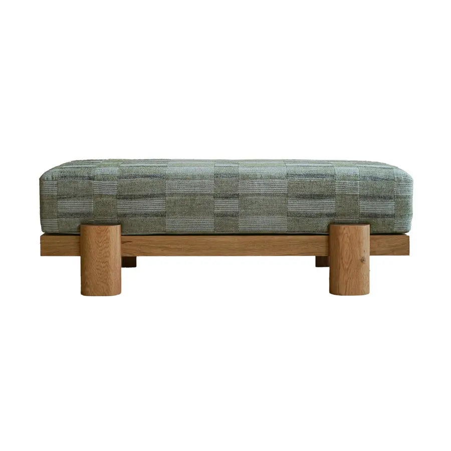 Handmade Beech Solid Wood Velvet Ottoman Bench for Entryway and Living Room
