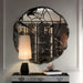 Elegant Italian Light Luxury Round Bronze Accent Decorative Wall Mirror