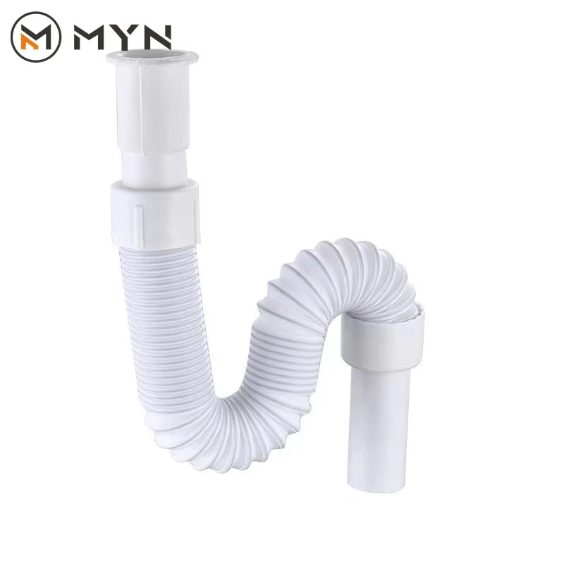 Adjustable Odor Proof Bathroom Sink Drain Pipe - Stainless Steel & Plastic