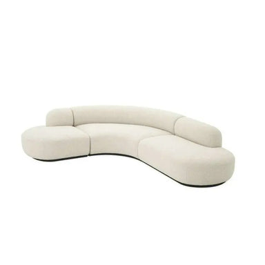 Luxurious Italian White Boucle Curved 6-Seat Living Room Sofa Set